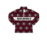 MOQ 3 pcs long sleeves maroon zipper kids team pullover
