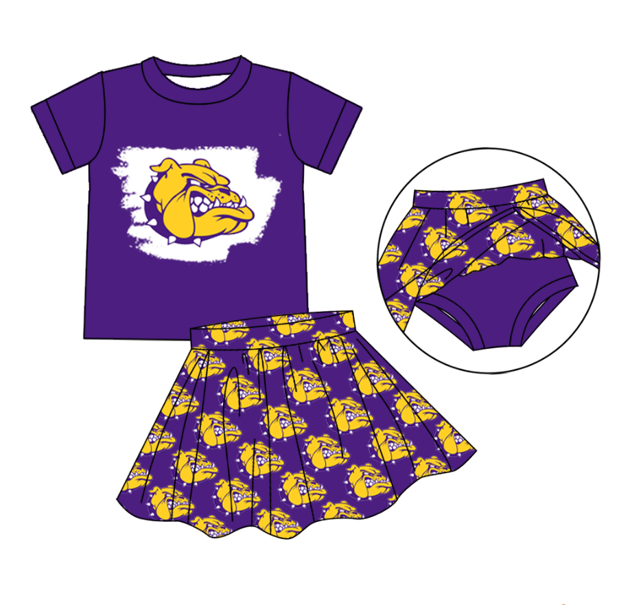 Deadline June 24 2025 purple bleached top skorts girls team clothes