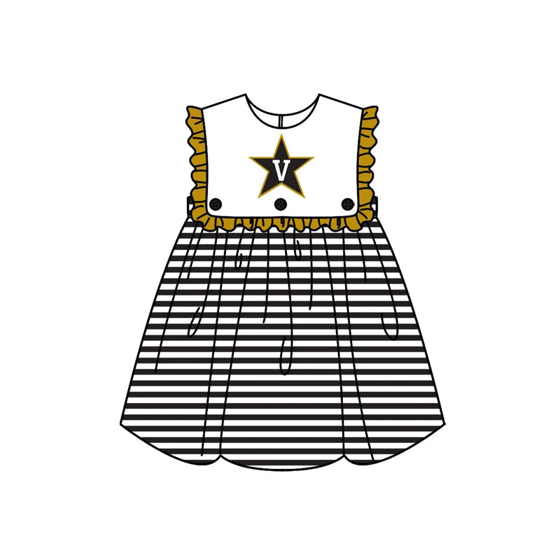 Deadline July 4 2025 sleeveless V star ruffle stripe girls team dress
