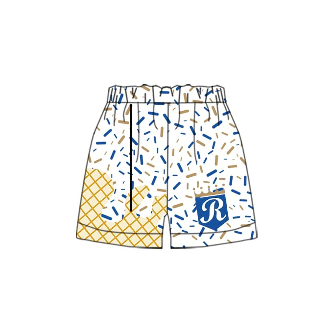 Deadline July 4 2025 white blue ice cream sprinkle kids girls summer shorts