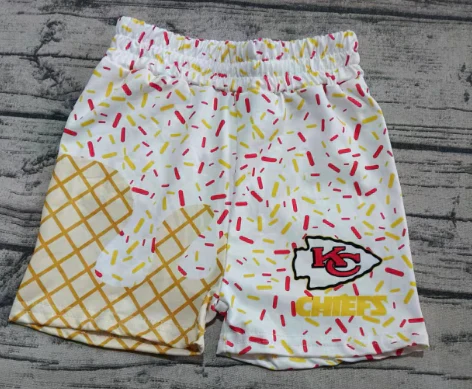 Deadline July 10 2025 K C red yellow ice cream sprinkle boy team shorts