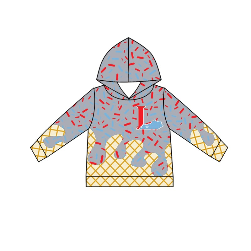 Deadline July 11 2025 long sleeves grey ice cream sprinkle kids team hoodie