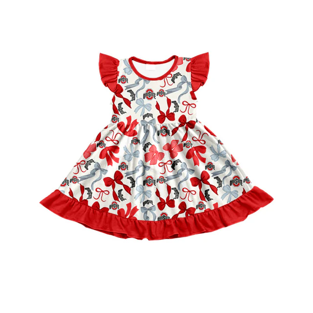 Deadline July 22 2025 flutter sleeves O red bow girls team dress
