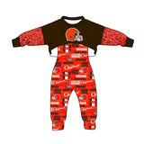 MOQ 5 pcs orange helment top jumpsuit kids girls team clothes