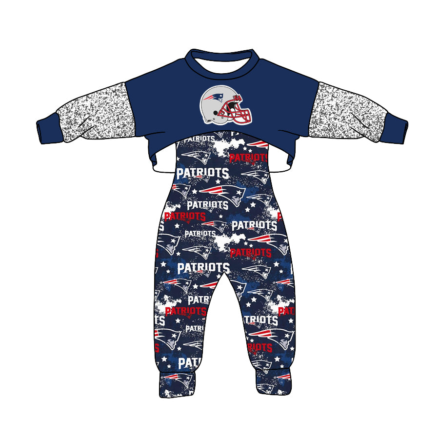 MOQ 5 pcs partiots helment top jumpsuit kids girls team clothes