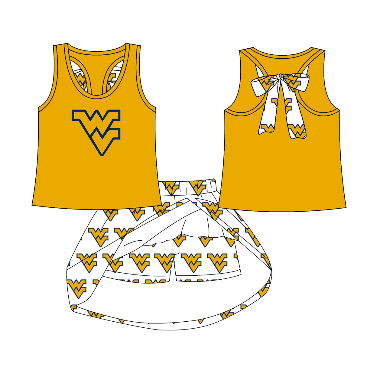 Deadline July 22 2025 yellow W V sleeveless top skirt girls team clothes