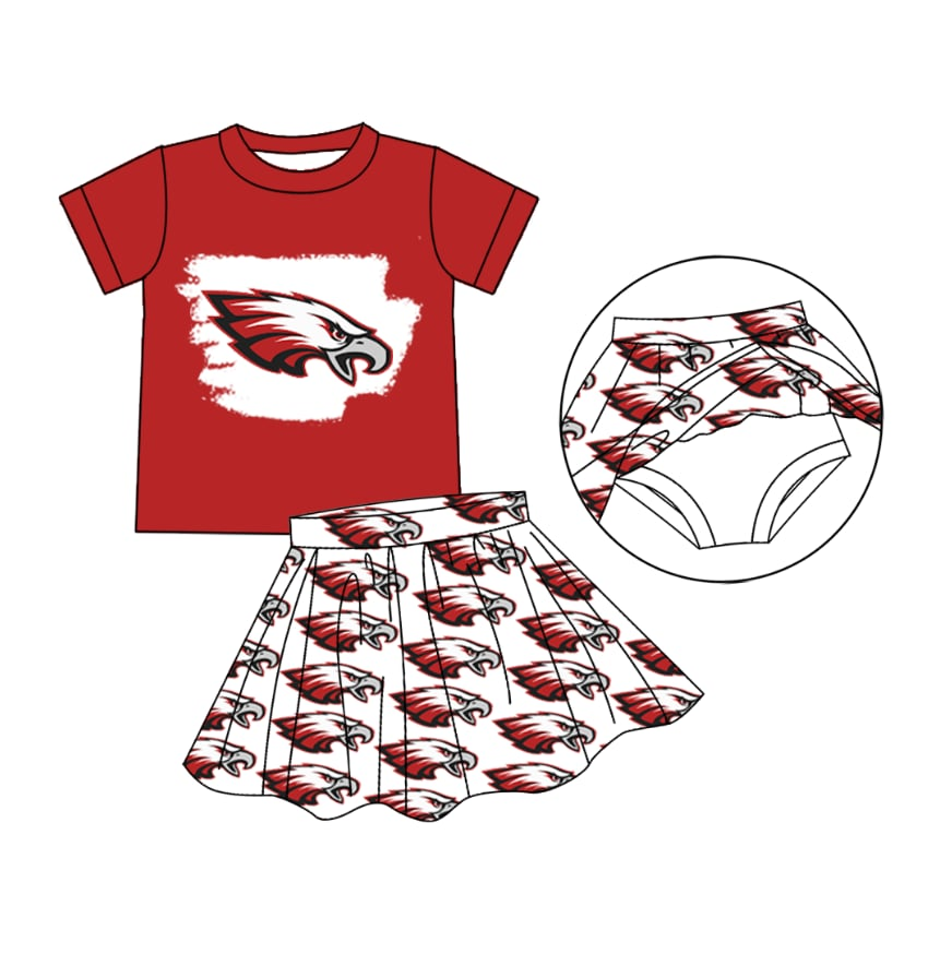 Deadline July 24 2025 short sleeves red bleached top skirt girls team outfits