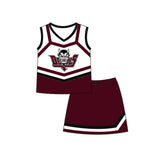 MOQ 3 pcs sleeveless maroon top skirt girls team clothing