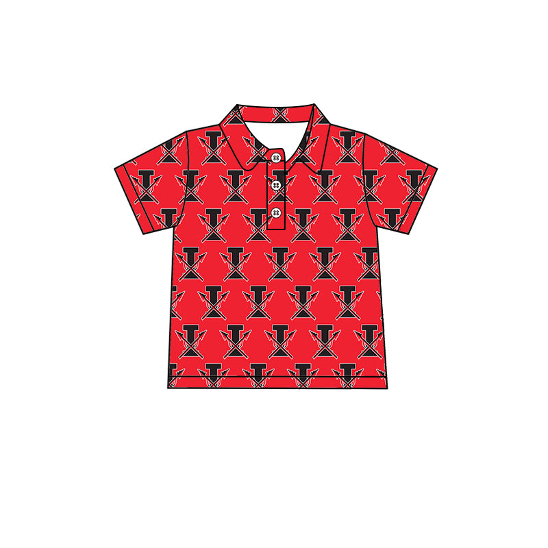 MOQ 3 pcs short sleeves I red kids boys team polo shirt