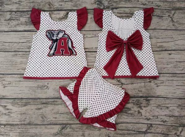 Deadline Aug 5 2025 A elephant polka dots bow kids girls team clothes