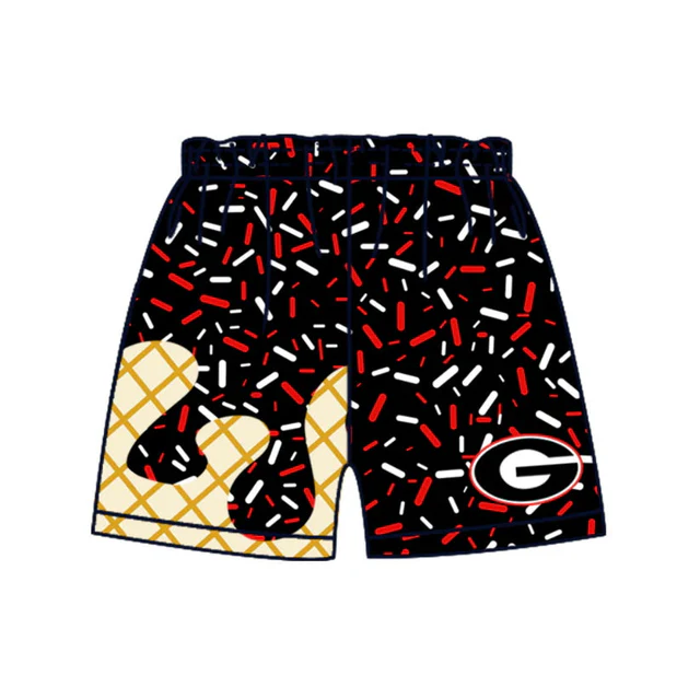 Deadline Aug 5 2025 G red black ice cream drip boys summer team shorts