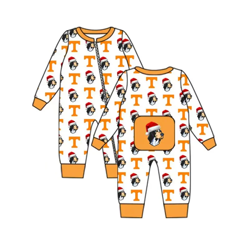 Deadline Aug 5 2025 Dog Christmas ha baby kids zipper team romper