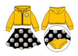 Deadline Aug 5 2025 yellow zipper hooded jacket skirt kids team clothes