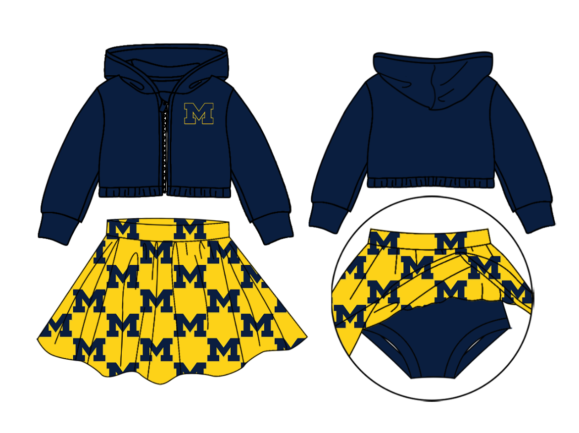 Deadline Aug 5 2025 Navy M zipper hooded jacket skirt kids team clothes