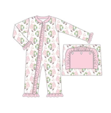 Deadline Aug 8 2025 pink ornaments santa girls Christmas zip romper