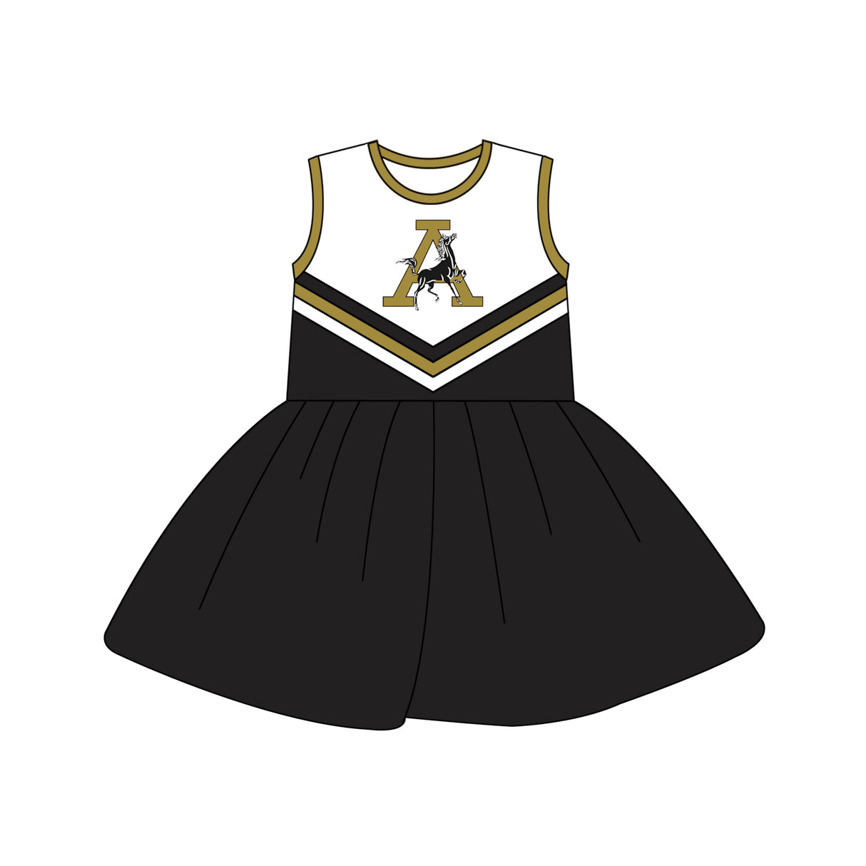 MOQ  3 pcs sleeveless A horse black kids girls team dresses