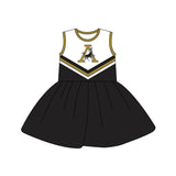 MOQ  3 pcs sleeveless A horse black kids girls team dresses