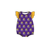 MOQ 3 pcs flutter sleeves L S U tiger baby girls team romper