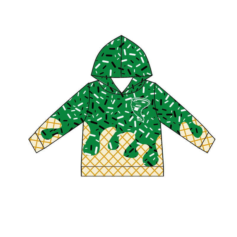 MOQ 3 pcs wind green ice cream sprinkle toddler kids team hoodie