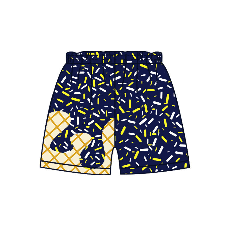 MOQ 5 pcs navy yellow ice cream sprinkle kids boys team shorts