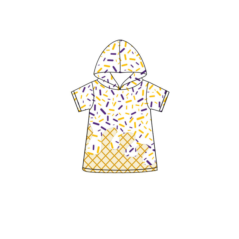 MOQ 5 pcs purple yellow ice cream sprinkle toddler kids team hoodie