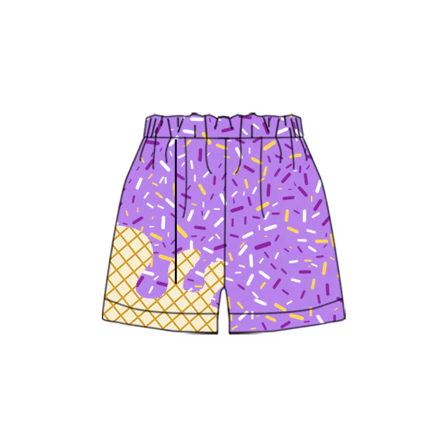 MOQ 5 pcs purple ice cream sprinkle kids boys team shorts