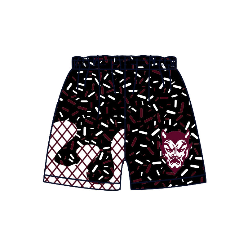 MOQ 8 pcs black maroon ice cream sprinkle kids boys team shorts