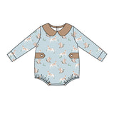 MOQ 5 pcs long sleeves dog duck hunting baby boy romper
