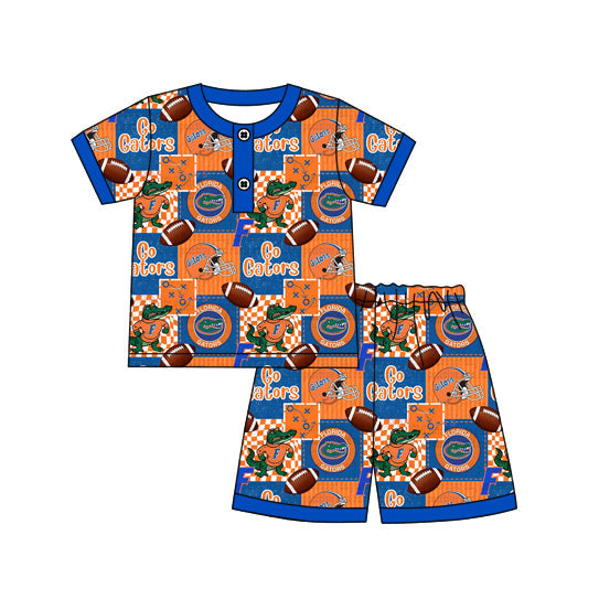 MOQ 5 pcs short sleeves crocodile top shorts kids boys outfits