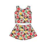 MOQ 5 pcs sleeveless floral K C football kids girls team active outfits