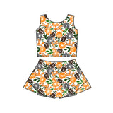 MOQ 5 pcs sleeveless floral T football kids girls team active outfits