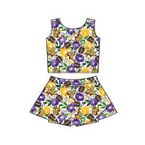 MOQ 5 pcs purple floral football kids girls team active outfits
