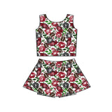 MOQ 5 pcs sleeveless floral hogs football kids girls team active outfits