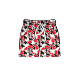 MOQ 5 pcs red black camo I pockets kids boys team shorts