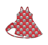 MOQ 5 pcs straps red dog kids girls team athletic dress