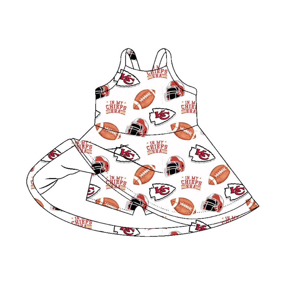 MOQ 5 pcs straps K C football kids girls team athletic dress