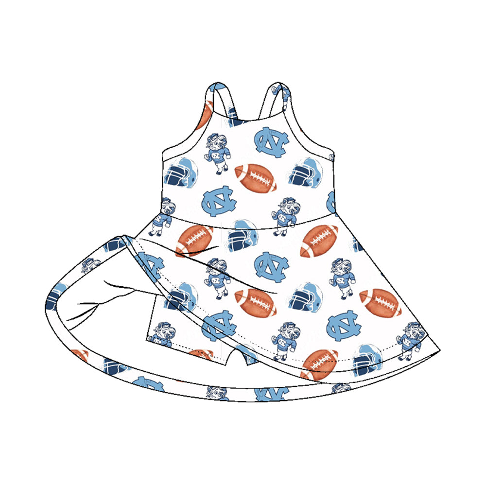 MOQ 5 pcs straps light blue football kids girls team athletic dress