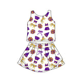 MOQ 5 pcs sleeveless tiger bow top skirts girls team active outfits