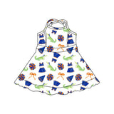 MOQ 5 pcs Straps crocodile bow kids girls team athletic dress