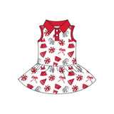 MOQ 5 pcs Sleeveless elephant bow kids girls team polo athletic dress