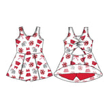 MOQ 5 pcs Sleeveless elephant bow kids girls team athletic dress