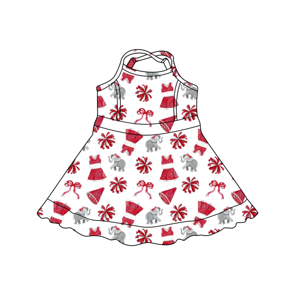 MOQ 5 pcs Straps elephant bow kids girls team athletic dress