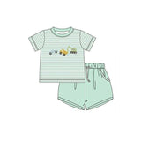 MOQ 5 pcs stripe constructions top shorts boys outfits