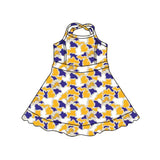 MOQ 5 pcs yellow camo kids girls team athletic dress