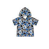 MOQ 5 pcs blue camo S L short sleeves boys team hoodie