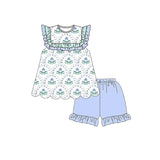 Ruffle floral tunic shorts kids girls summer outfits