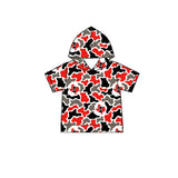 MOQ 5 pcs red black camo I short sleeves boys team hoodie