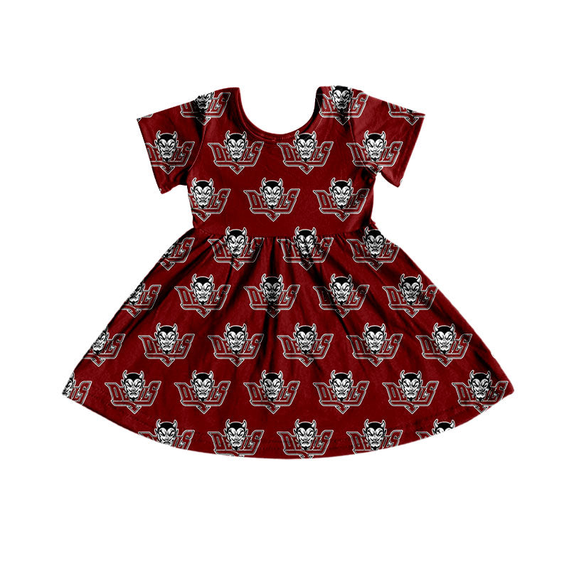 MOQ 5 short sleeves maroon kids girls team dresses