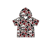 MOQ 5 pcs maroon black camo short sleeves boys team hoodie