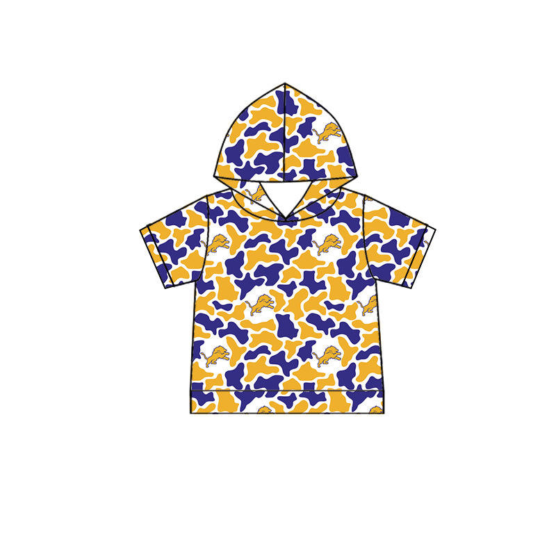 MOQ 5 pcs lion camo short sleeves boys team hoodie